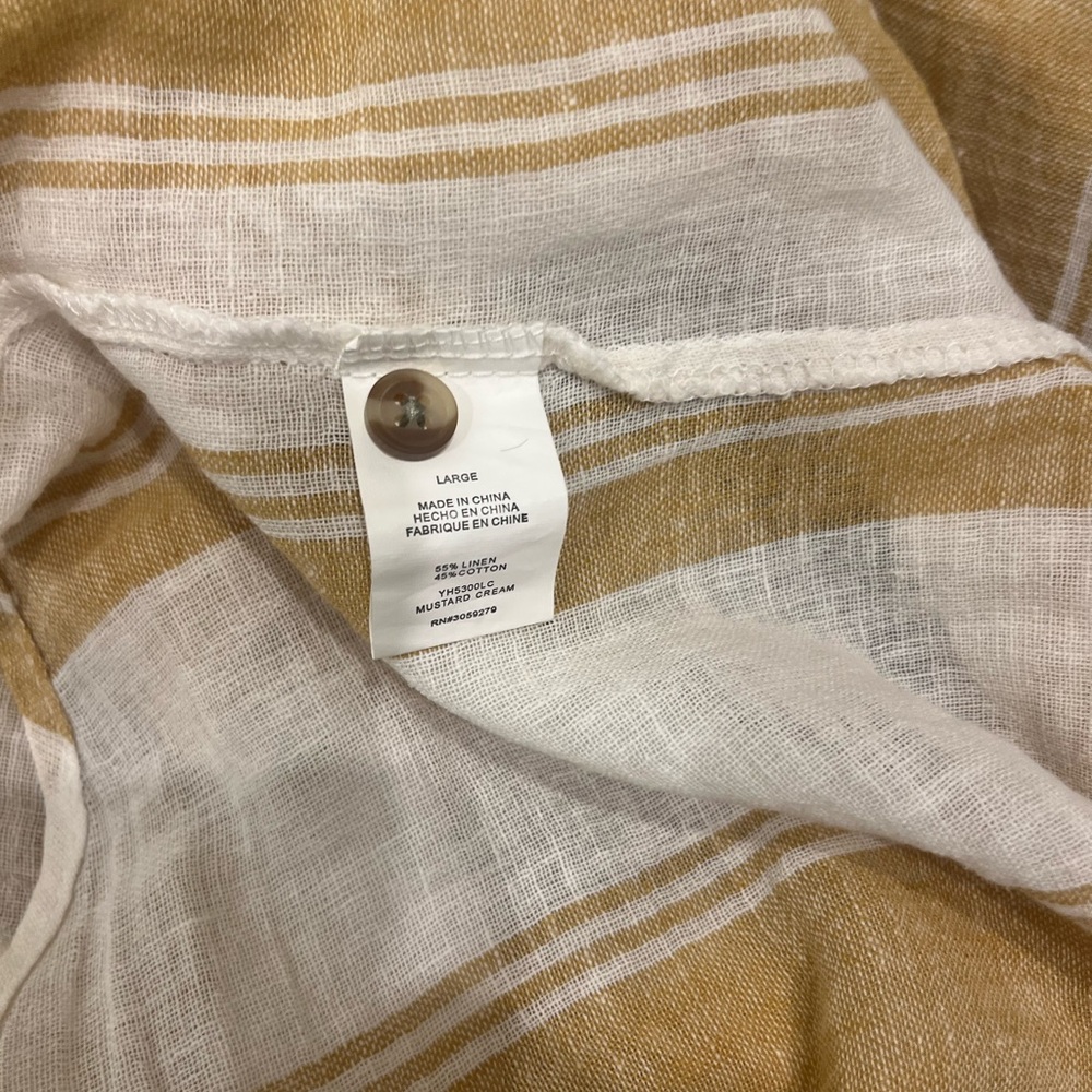 Thread & Supply Linen Blend Striped Button Up | Size Large - Picture 7 of 9